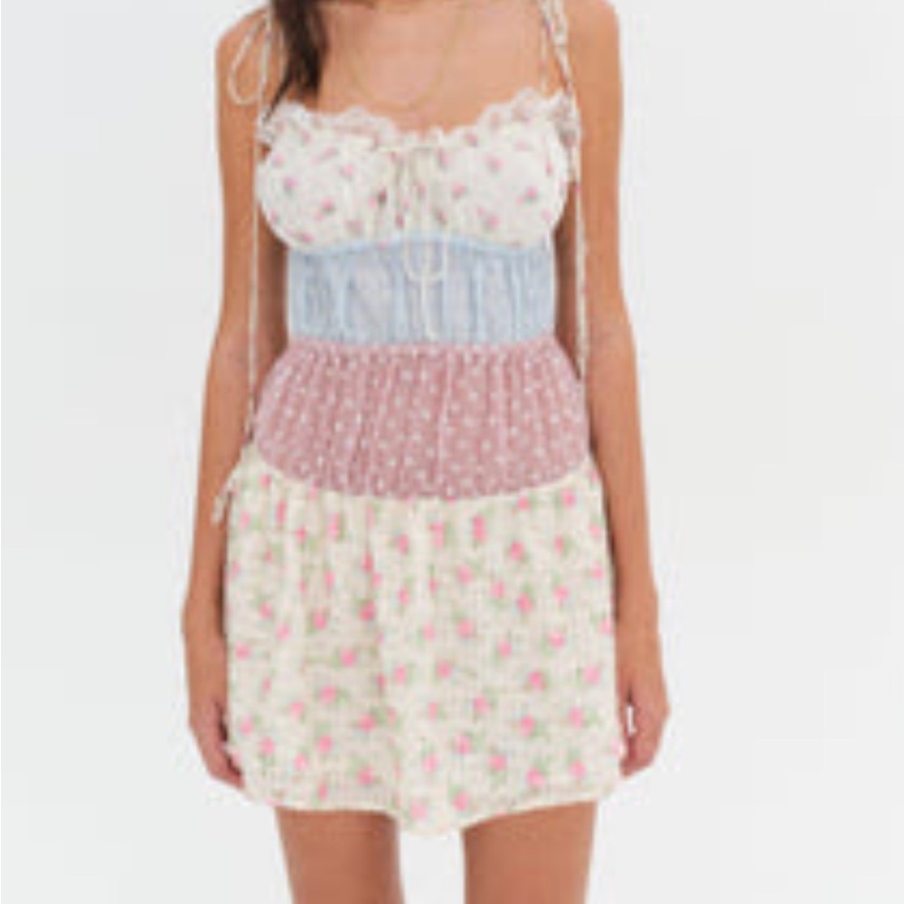 For Love And Lemons Pastel Floral Mini Dress
